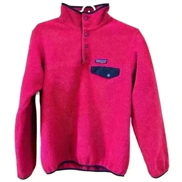 Vintage Patagonia Red Quarter Snap Button Polartec Fleece Pullover Size Small - Picture 3 of 8